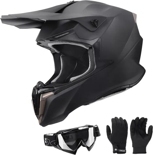 Vista 9 de Dirt Bike Helmet for Kids Boys & Girls with Goggles & Gloves for 8-18 Years Old, DOT Certified Kid ATV Helmet Motocross Off Road