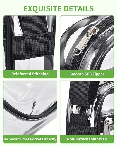 Vista 4 de MAY TREE Clear Bag for Stadium Events, Small Clear Purse Suitable for Concert Outfits, Sports, Work and Festivals