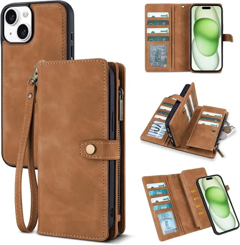 Vista 27 de TwoHead Funda tipo cartera para iPhone 12 Pro Max con tarjetero, funda magnética desmontable para teléfono 12 Pro Max, piel sintética, a prueba