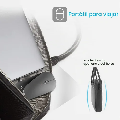 Vista 3 de FENIFOX mini mouse Bluetooth, mouse óptico móvil portable ultrafino con batería recargable para PC, Mac, laptop, tablet Android, Negro