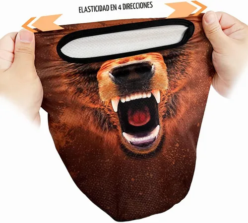 Vista 4 de Obacle Máscara Facial Pasamontañas para Hombres y Mujeres Ligera para Esquí, Caza, Ciclismo, Pesca Bear Cara Abierta Marrón
