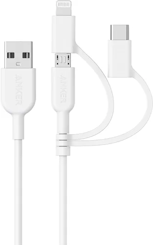 Vista 7 de Cable Anker Powerline II 3 en 1, cable Lightning/Type C/Micro USB para iPhone, iPad, Huawei, HTC, LG, Samsung Galaxy, Sony Xperia, smartphones Negro