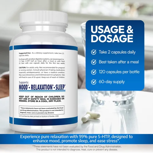 Vista 4 de Suplemento 5-HTP 0.007 oz, 120 cápsulas, BioScience Nutrition