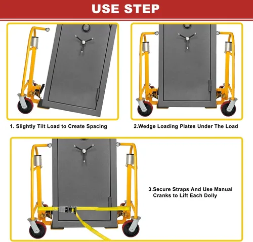 Vista 12 de Juego de herramientas manuales para mover muebles (juego de 2), carrito móvil resistente, capacidad de 1300 libras, altura de elevación de 12
