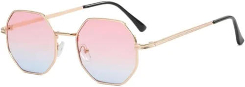 Vista 8 de ENTHYI Gafas de sol de polígono para mujeres/hombres, gafas de sol vintage octágonas de metal