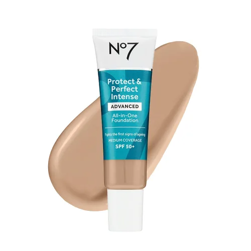 Vista 8 de No7 Protect & Perfect Advanced - Base de maquillaje todo en uno avanzada, Calico, maquillaje de base que desafía la edad con SPF 50, crema base