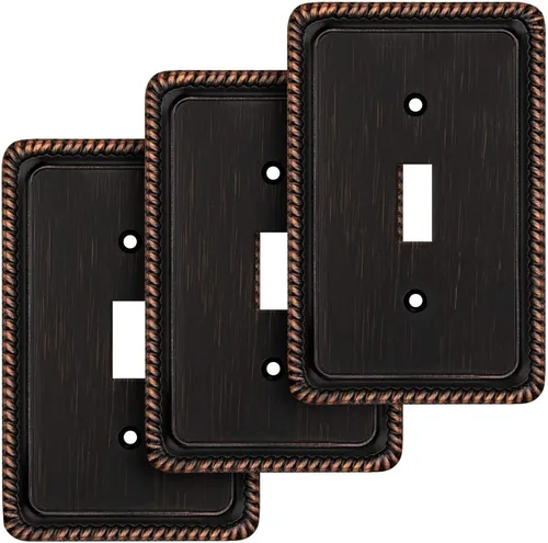 Vista 69 de Henne Bery Rope Edge - Placa decorativa de pared para interruptor (placa lisa, 2 unidades, bronce antiguo)