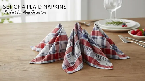 Vista 3 de Lintex Home Bargains Plus - Servilletas de tela patrióticas para celebración, juego de 4 Rojo Blanco y Azul, Algodón, Servilleta Americana Tela A