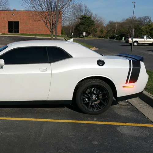 Vista 8 de Juego de 2 lámparas de repuesto para luces de marcador lateral de parachoques trasero rojo con lente transparente para Dodge Challenger 2008-2014