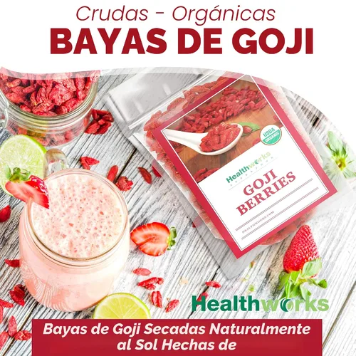 Vista 3 de Certificado orgánico Goji Berries. Organic, Sun-Dried, 1 lb, Antioxidant, Vitamin C, Non-GMO, Vegan, Keto, For Snacking, For Smoothies, For Trail
