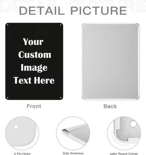 Vista 6 de Letrero de metal personalizado con tu propio texto o imagen, texto, imagen, logotipo, imagen, letreros personalizados para pared, exteriores, calle