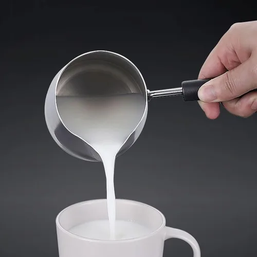 Vista 2 de Ibrik Cezve - Cafetera turca, calentador de leche y café de acero inoxidable, cafetera árabe Briki, olla para fundir chocolate y mantequilla