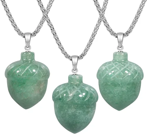 Vista 4 de TUMBEELLUWA Paquete de 4 colgantes de cristal de avellana tallados con cadena de cuarzo curativo y piedras para mujer