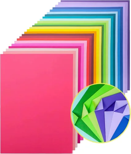 Vista 9 de 60 hojas de cartulina de color, 28 colores surtidos tamaño A4 de 8.82 oz/m², papel de cartulina impreso de doble cara, cartulina gruesa de alta