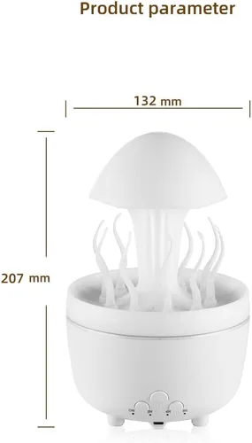 Vista 2 de 300ml Cute Diffuser Jellyfish Humidifier with 7 Changing Colors LED Lights, Rain Cloud Diffuser for Home Bedroom Office