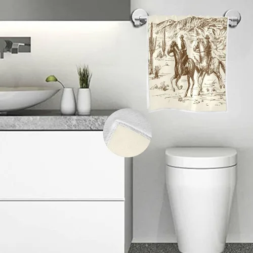 Vista 3 de QUGRL Wild West Cowboys - Toallas de mano de cocina con diseño del desierto americano, toalla de mano para decoración de baño, 16 x 30 pulgadas