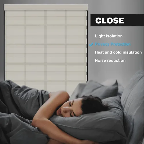 Vista 3 de Changshade - Persianas enrollables sin cordones de cebra de tamaño personalizado para ventana, cortinas enrollables de doble capa con filtro de luz