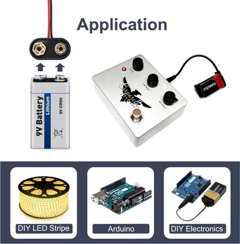 Vista 5 de CHANZON Conector de clip de batería de 9 V, soporte de carcasa de cuero tipo I y cable UL de plomo desnudo paquete de 20 piezas kit para Arduino