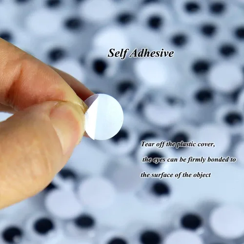 Vista 4 de 240 piezas de ojos pegajosos con autoadhesivos, pequeños ojos de plástico negro y blanco para proyectos de manualidades DIY, decoraciones