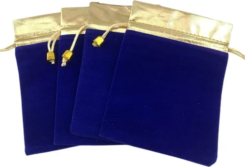 Vista 4 de Palmhomee Paquete de 12 bolsas de terciopelo con cordón para regalo bolsa de terciopelo para joyas bodas y fiestas 5 x 6 pulgadas azul rey apertura