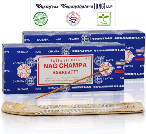 Vista 11 de Satya Nag Champa - Varillas de incienso Bangalore, paquete de 250 gm, natural, enrollado a mano, no tóxico, juego de insense Nagchampa BNG