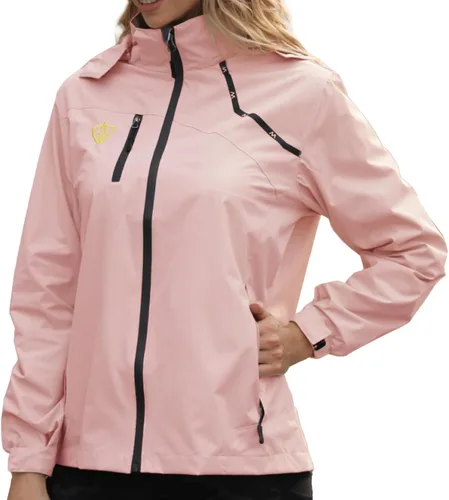 Vista 2 de GIISAM Chaqueta impermeable para mujer, ligera, resistente al viento, con cremallera completa, rompevientos con capucha