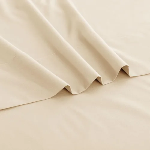 Vista 3 de Ghooss - Juego de sábanas de tamaño matrimonial, juego de 4 piezas en color beige, de microfibra de 1800 hilos, supersuaves, con bolsillo profundo