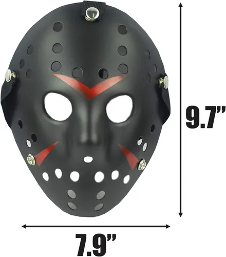 Vista 2 de TIHOOD Máscara de Jason, 3 piezas, cosplay, Halloween, fiesta de máscaras, máscara de terror, Navidad para hombres y adultos (negro, blanco, gris)