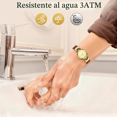 Vista 5 de BEN NEVIS Relojes para mujer, elegante, clásico, pequeño, de cuero dorado 001-Marrón Dorado-P