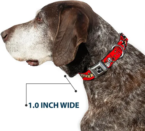 Vista 6 de Buckle-Down Collar de perro hebilla de cinturón de seguridad rojo de la suerte 9 a 15 pulgadas 1.0 pulgadas de ancho, multicolor (DC-W31229-S) 1.0