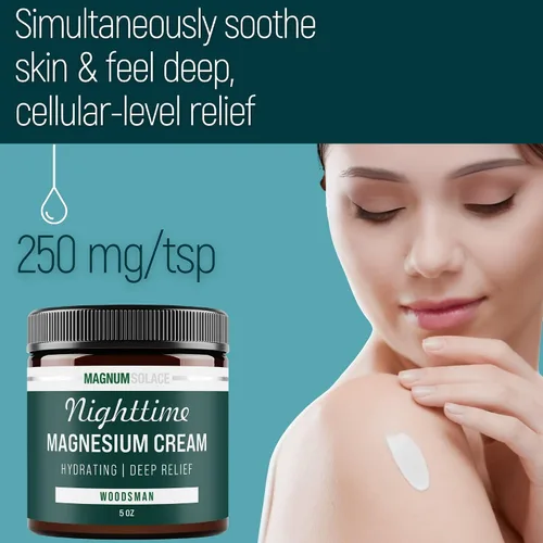 Vista 2 de Crema de magnesio nocturna – Alivio calmante y relajación, magnesio altamente concentrado para músculos y articulaciones – Aplicar en piernas o pies