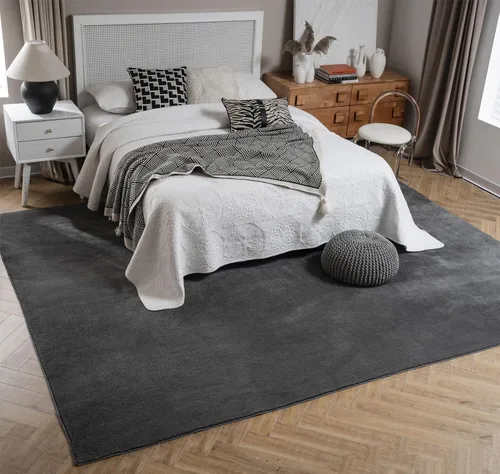 Vista 6 de STARUIA Alfombra suave de área grande de 8 x 10 pies, alfombra gris lavable para sala de estar, alfombra antideslizante para dormitorio, alfombra