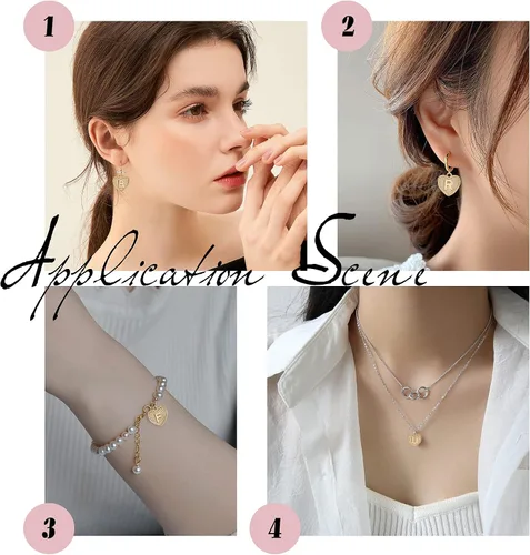 Vista 6 de SUNNYCLUE 1 caja de 26 dijes chapados en oro real de 18 quilates con letras de corazón a granel del alfabeto para pulseras, collares, dijes de copa
