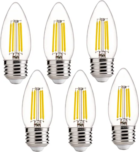 Vista 10 de FLSNT Bombillas LED de Araña Equivalentes a 40W, Bombillas LED Ámbar Regulables B11 E26 Base de Candelabro, 2200K Blanco Cálido, 330LM, Paquete de 6