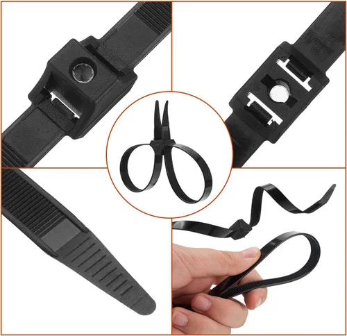 Vista 4 de Boao 10 piezas de bridas con cremallera, desechables, resistentes, doble policia, sujetadores de amarre de nailon de plástico flexible