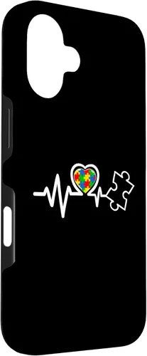 Vista 3 de Heart Puzzle Piece Heartbeat Cool Autism Awareness Case for iPhone 16
