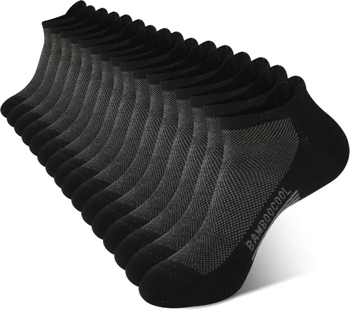 Vista 10 de BAMBOO COOL Calcetines tobilleros deportivos para hombre que absorben la 4*negro/4*gris oscuro