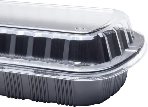 Vista 5 de Karat Envase de costilla de plástico PP negro con tapa transparente OPS - 100