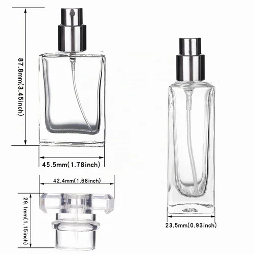 Vista 2 de Paquete de 6 botellas de perfume recargables de 1.0 fl oz / 1 onza, botella de perfume de vidrio vacía cuadrada portátil con 4 tipos de paquete de 3