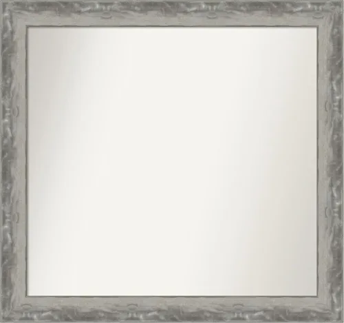 Vista 280 de Amanti Art Espejo de baño plateado para sobre el fregadero, 24 x 24 pulgadas, espejo cuadrado de peltre forjado a medida, marco de madera casual