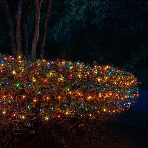 Vista 2 de Kringle Traditions Red de luces de Navidad multicolor para decoraciones de Navidad al aire libre, 150 luces incandescentes en cable verde, 4 x 6
