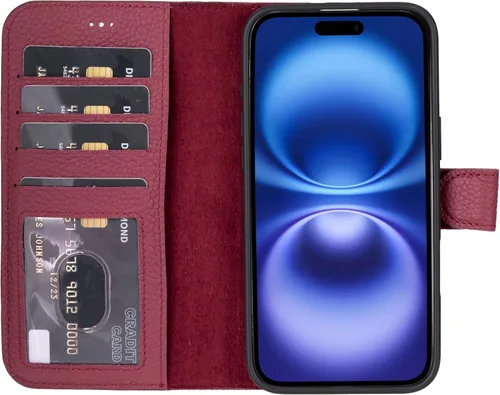 Vista 68 de HARDISTON Funda de piel auténtica hecha a mano compatible con iPhone 11 Pro de 5.8 pulgadas, funda magnética desmontable con tarjeteros - bordes