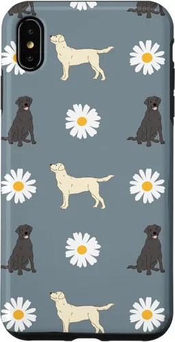 Vista 11 de Labrador Retriever y Daisy Flower Pattern - Carcasa para iPhone 17, color azul polvoriento