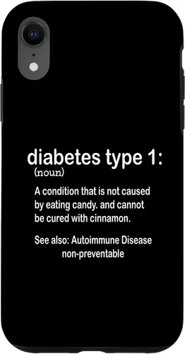 Vista 24 de Funda gráfica divertida para diabetes para iPhone 16 tipo 1