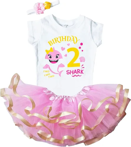 Vista 19 de Luke and Lulu Traje de cumpleaños para niña, diseño de tiburón - 2º cumpleaños niña