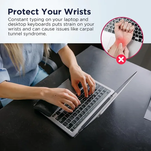 Vista 2 de WavePads de PostureUp – Paquete original de dos reposa muñecas ajustables para teclado de laptop, almohadillas ergonómicas de espuma viscoelástica