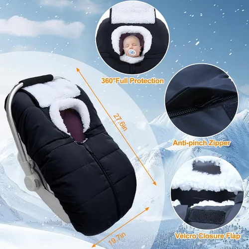 Vista 4 de Fairy Baby Funda de Asiento de Automóvil de Invierno para Bebés Carseat – Impermeable, Funda de Asiento de Automóvil Cálida para Bebé – Funda