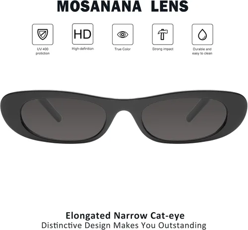 Vista 2 de mosanana Gafas de sol alargadas y estrechas de ojo de gato para mujer MS52357