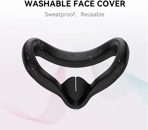 Vista 5 de CNBEYOUNG VR Face Cover and Lens Cover Compatible with Quest 2, Sweatproof Silicone Face Pad Mask & Face Cushion for Quest 2 VR Headset, Washable