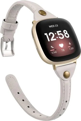 Vista 10 de Minyee Compatible con Fitbit Versa 4/Versa 3/Sense 2/Sense Band para mujer, correa de cuero delgada y fina, pulsera para reloj inteligente Fitbit